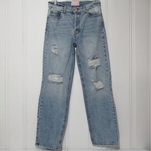 Revice Distressed Straight Leg Denim Jeans Size 28